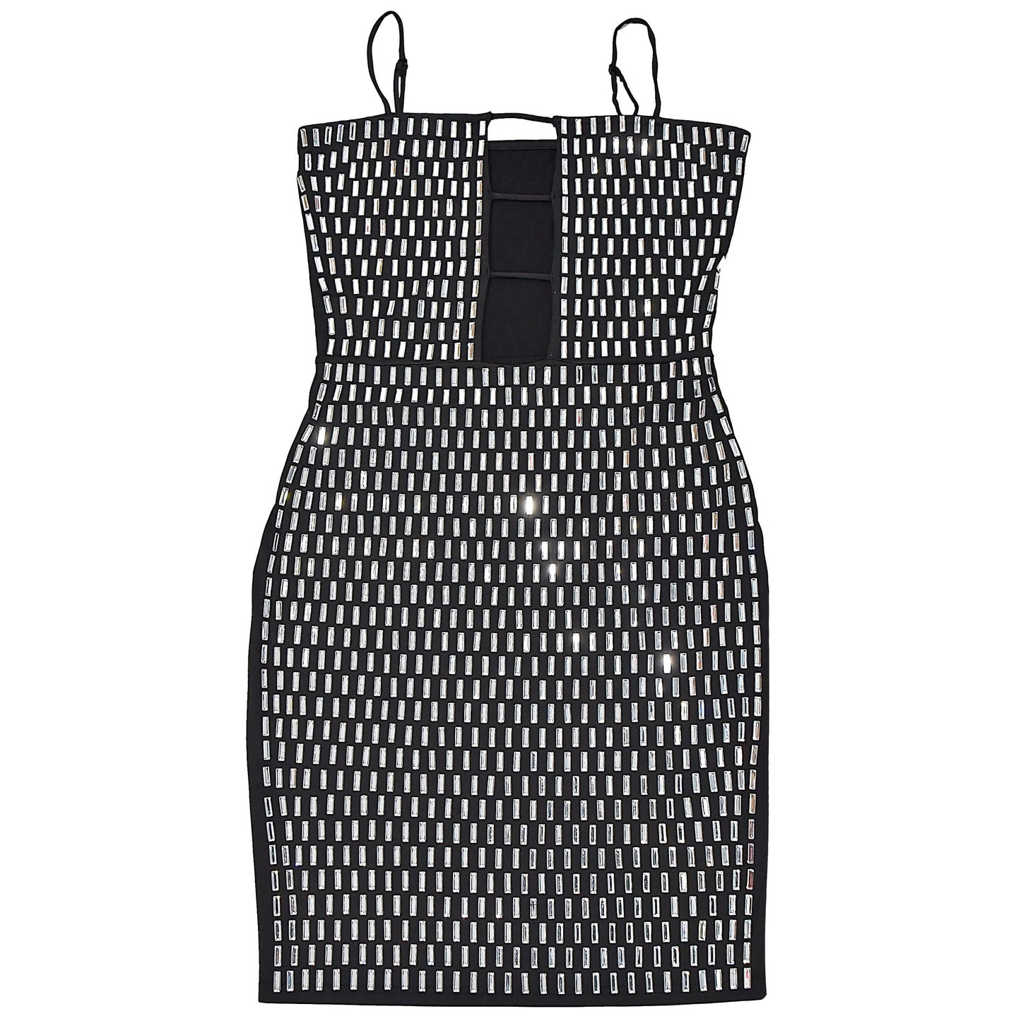 Women's Rhinestone Strap Cutout Bodycon Mini Dress