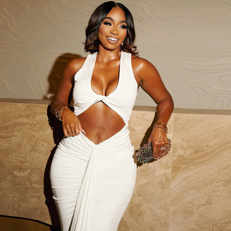 White Sultry Nights Cutout Maxi Dress