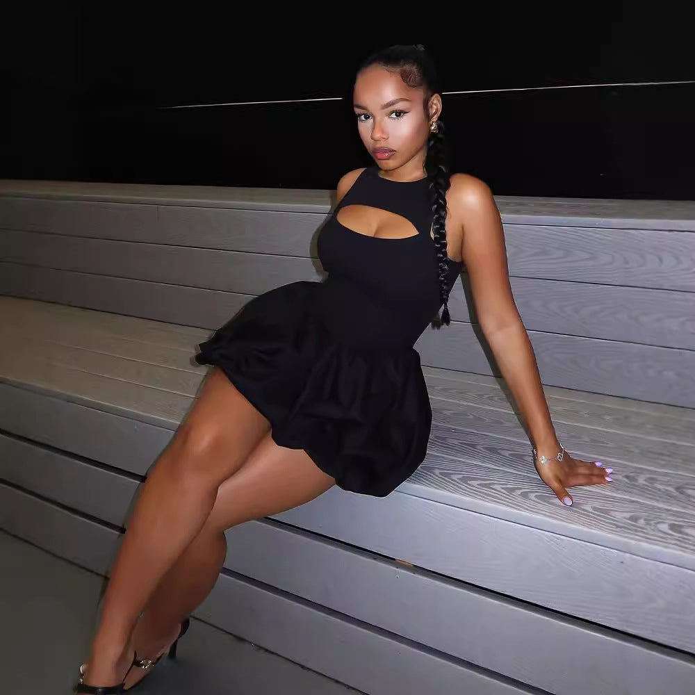 Black Cutout Mini Dress - Sleeveless A-Line Bodycon