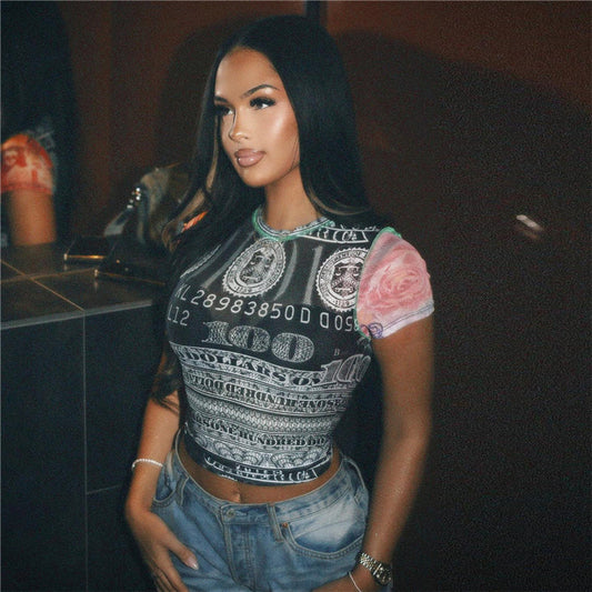 Vintage-Inspired Printed Crop Top