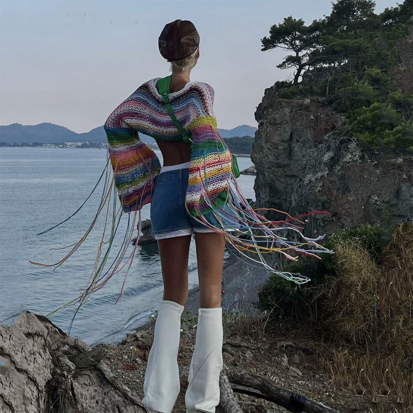 Short Cropped Tassel Sweater