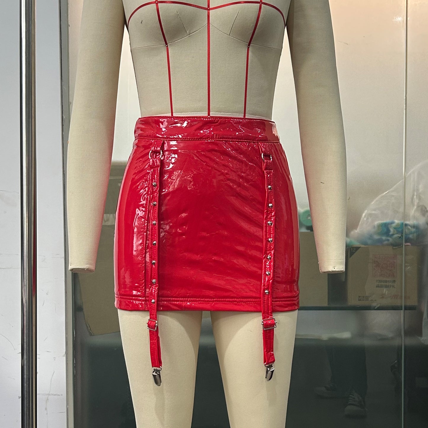 Brigitte's Millennium Faux Leather Street Hip Skirt