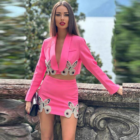 Sparkly Two-Piece Mini Skirt Set