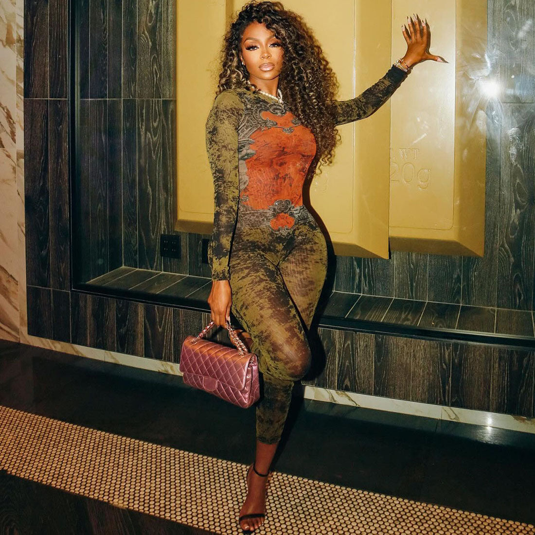 The Printed Mesh Jumpsuit