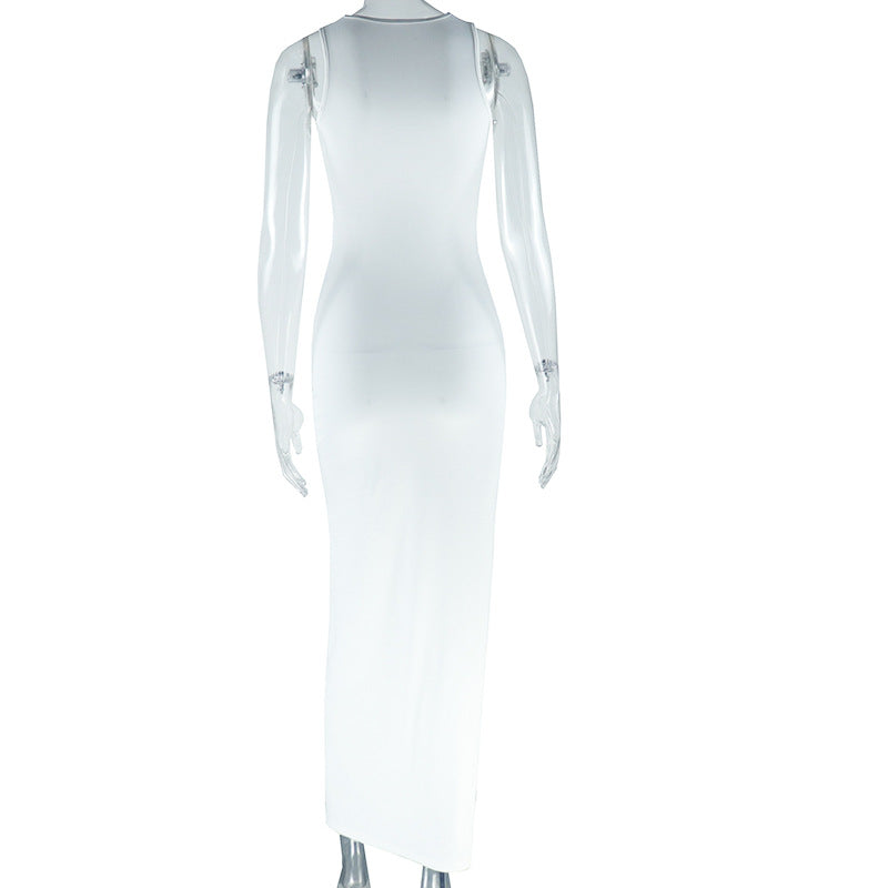 White Sultry Nights Cutout Maxi Dress