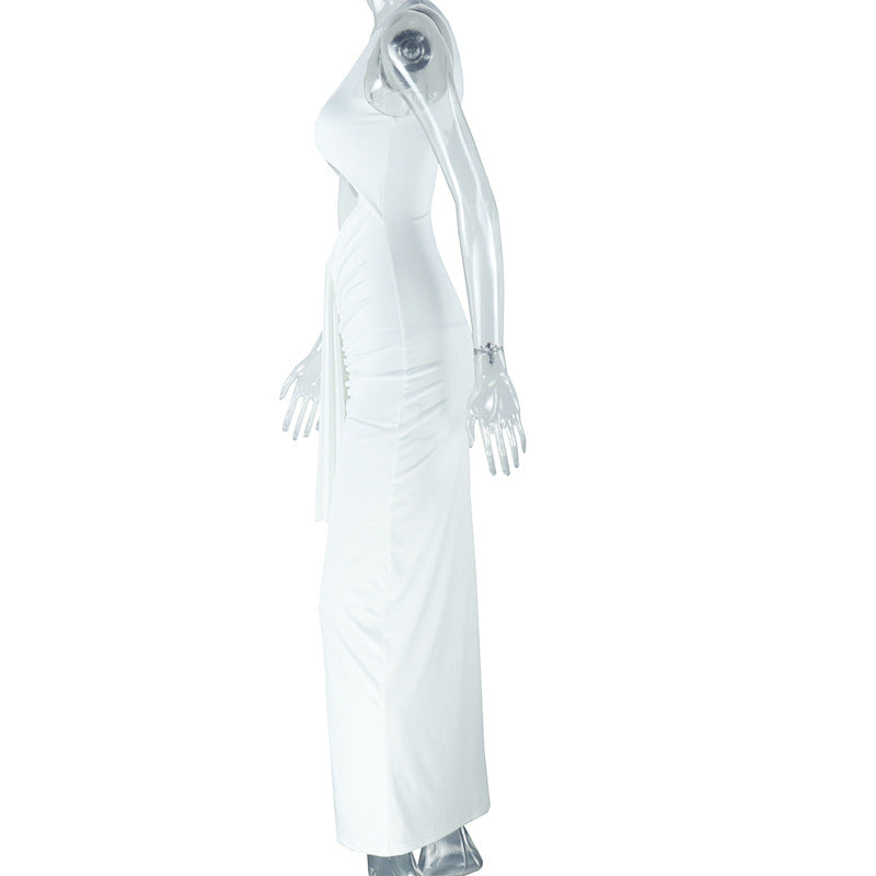 White Sultry Nights Cutout Maxi Dress