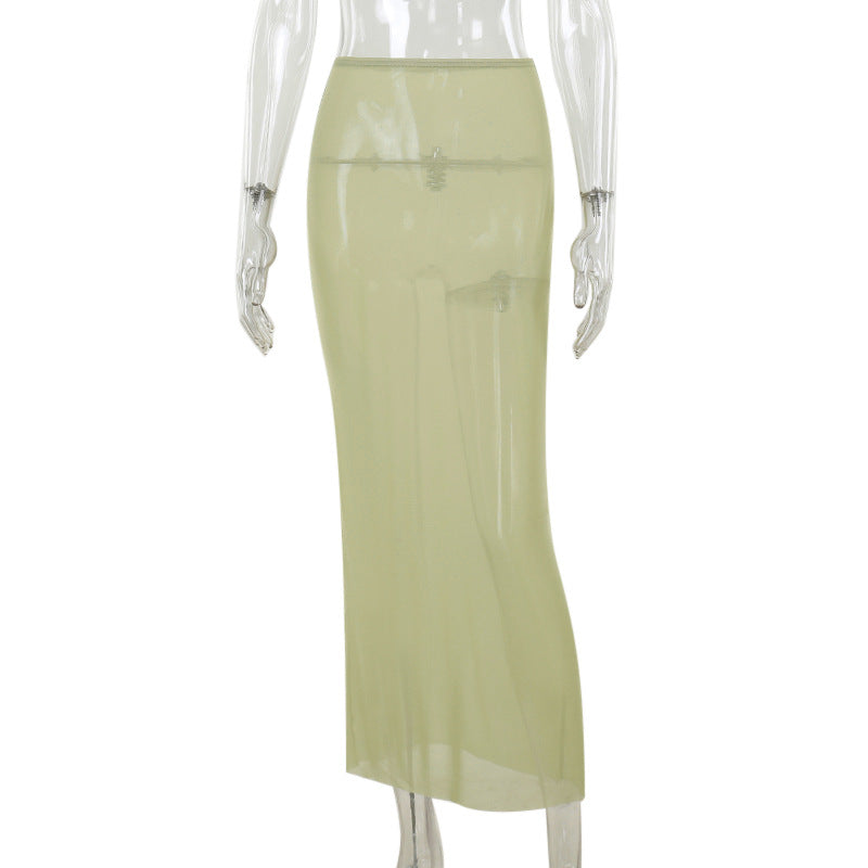 Sexy One-Shoulder Mesh Ribbon Maxi Dress – Asymmetric Ruched Design