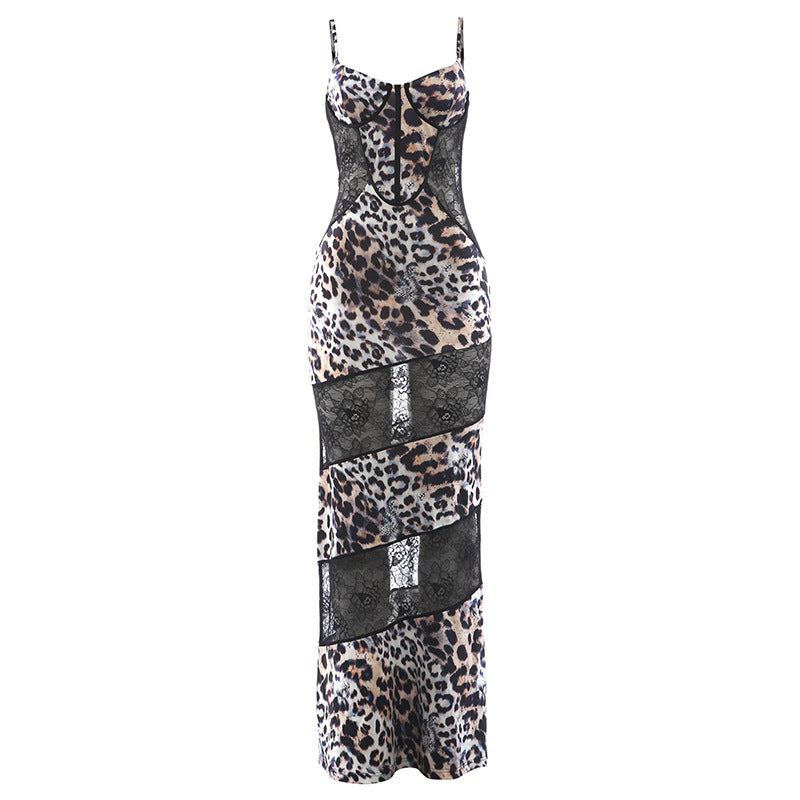 Wild Desire Leopard Lace Maxi Dress - Sheer Bodycon Dress