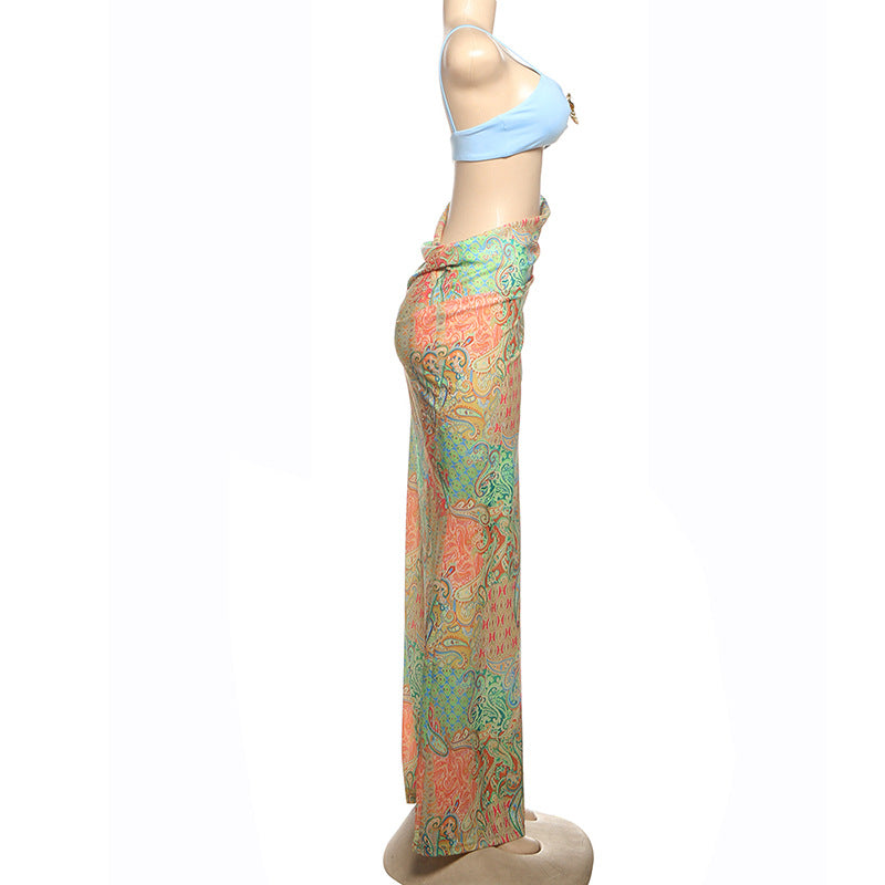 Spring Sexy Printed Cutout Maxi Dress