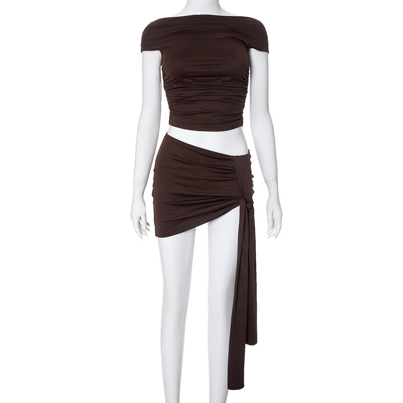 Erykah's Solid Color Casual Sleeveless Two Piece Skirt Set