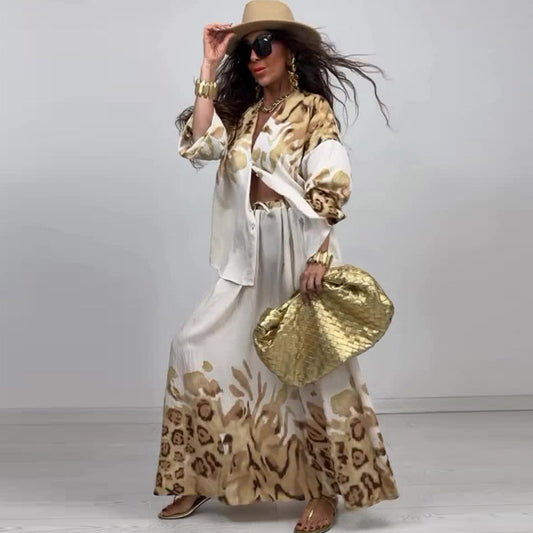 "The Serengeti" V-Neck Skirt Set