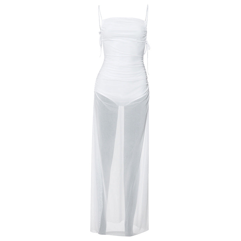 Summer Siren: Backless Sling Waist Slim Fit Maxi Dress for Women