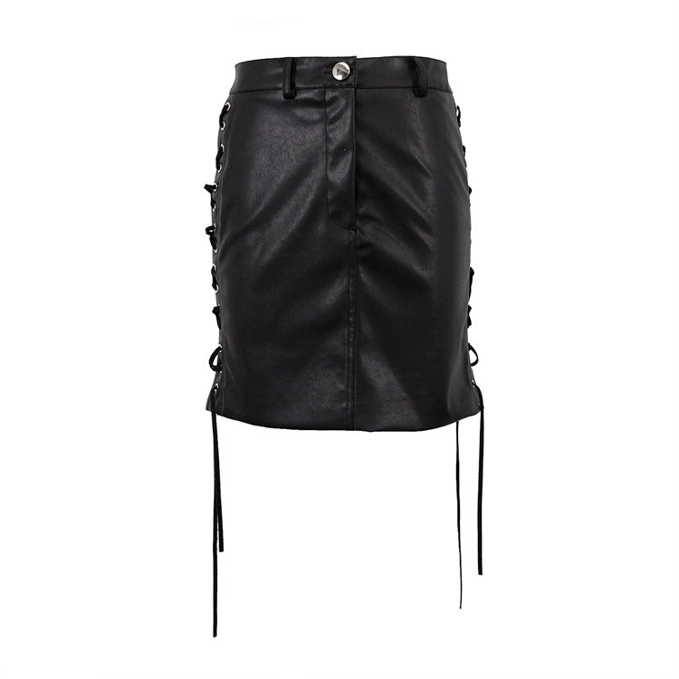 Patsi's Faux Leather Lace-up Split Skirt