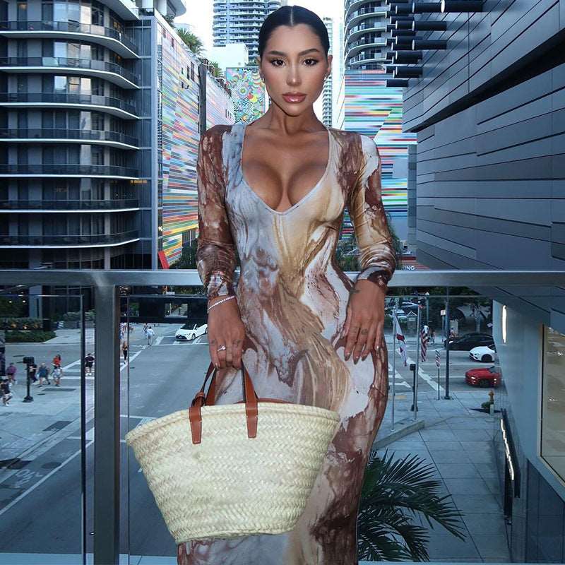 Amber's Multi Color V neck Maxi Dress
