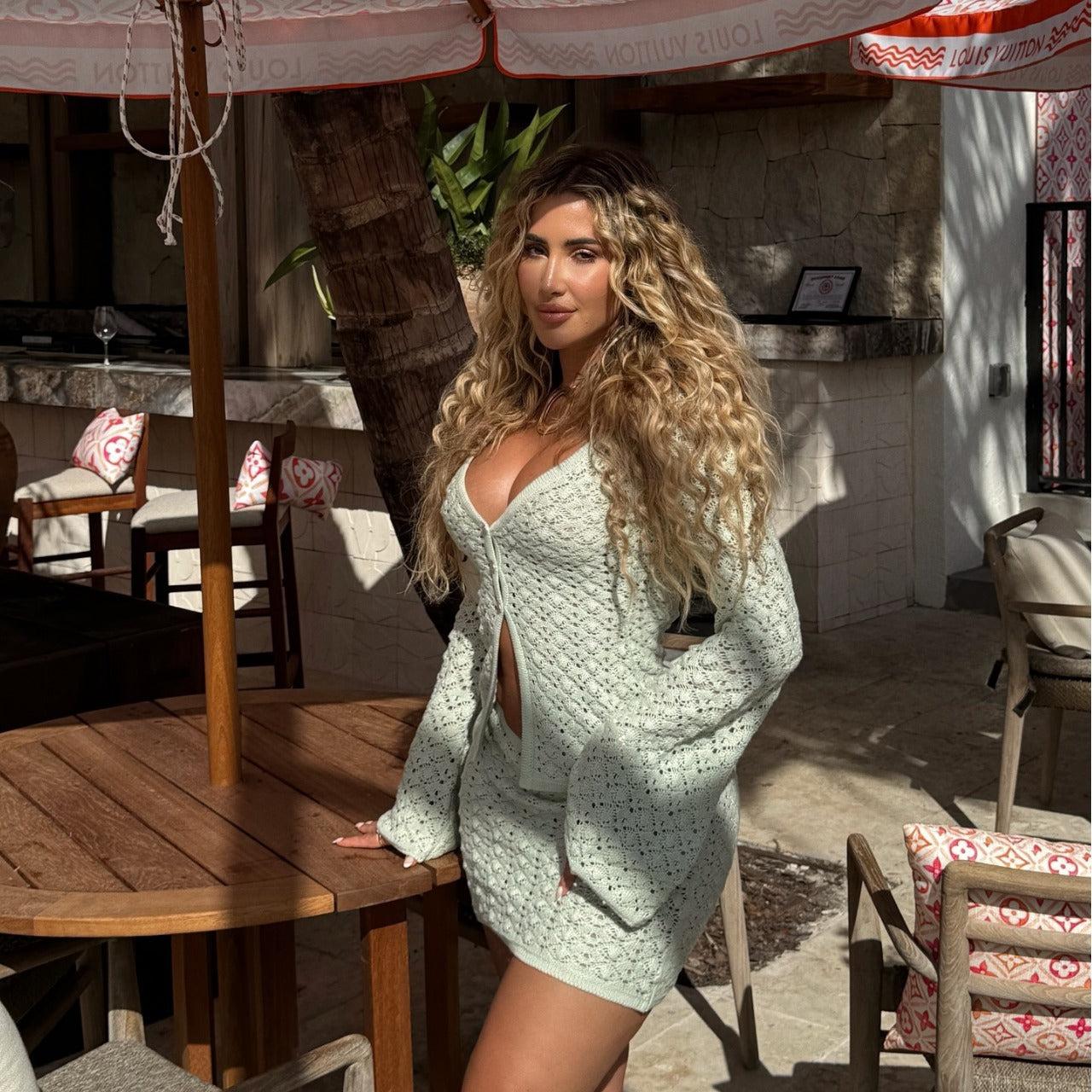 Sexy Boho Knit Two-Piece Set | Cotton Jersey Skirt Outfit