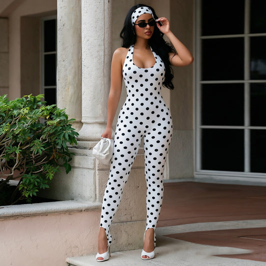 Women's Halter Backless Jumpsuit – Sleeveless Slim Fit Full Length Jumpsuit