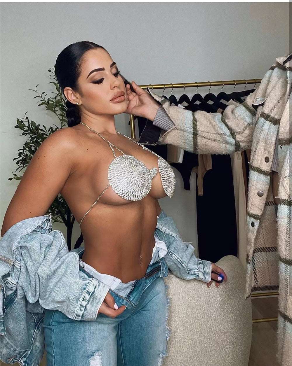Erykah's Exaggerated Rhinestone Bra