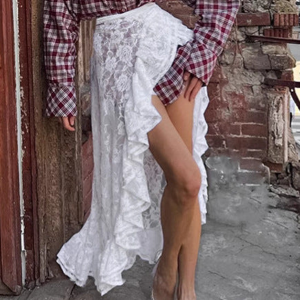Elegant Floral Lace Midi Skirt