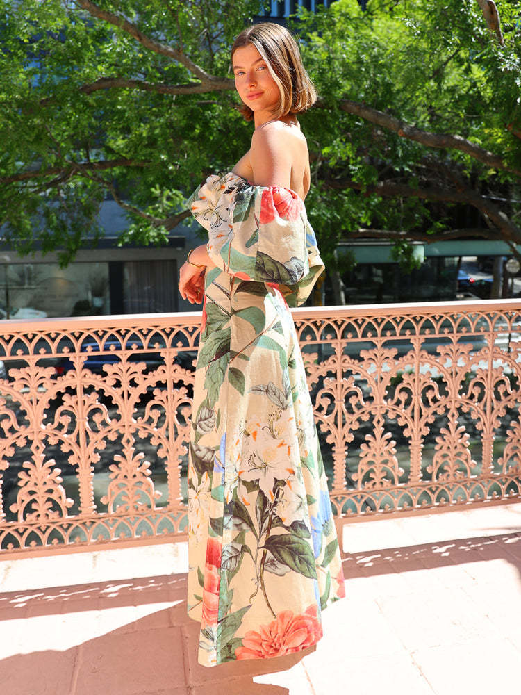 Seaside Serenity Off-Shoulder Maxi Dress