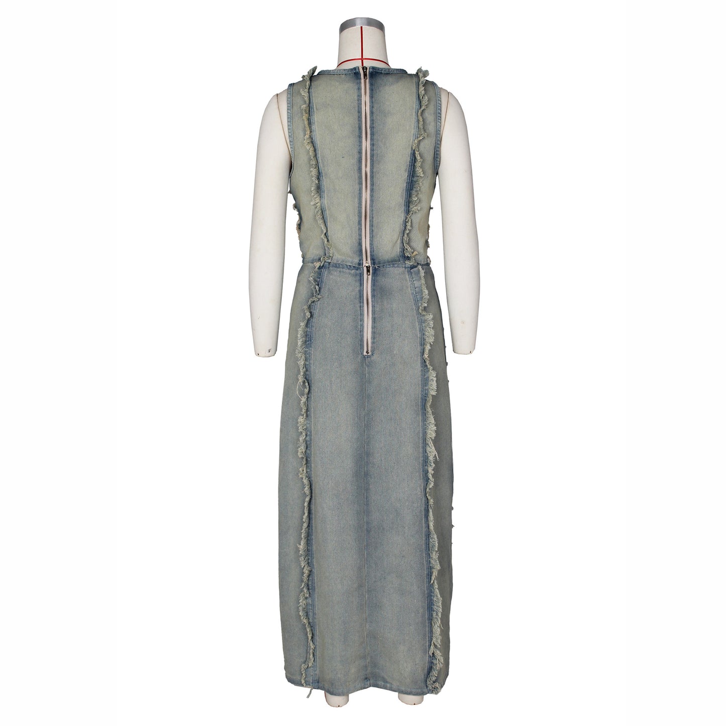 Women's Denim Two-Piece Set – High Slit Skirt & Vest