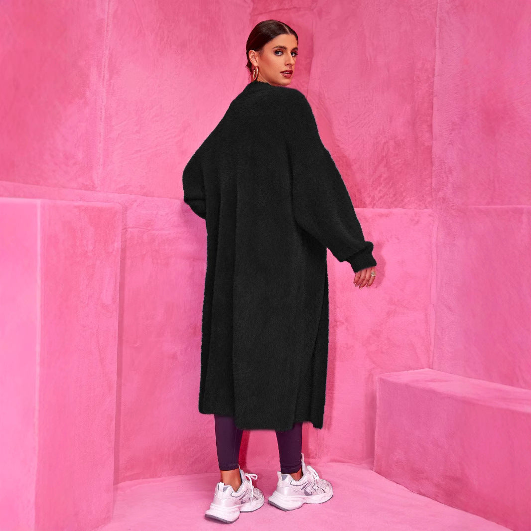 Cozy Chunky Knit Maxi Sweater: Loose Fit Duster Coat Outerwear