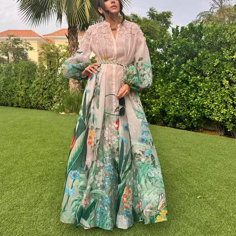 Elegant Printed Boho Maxi Dress
