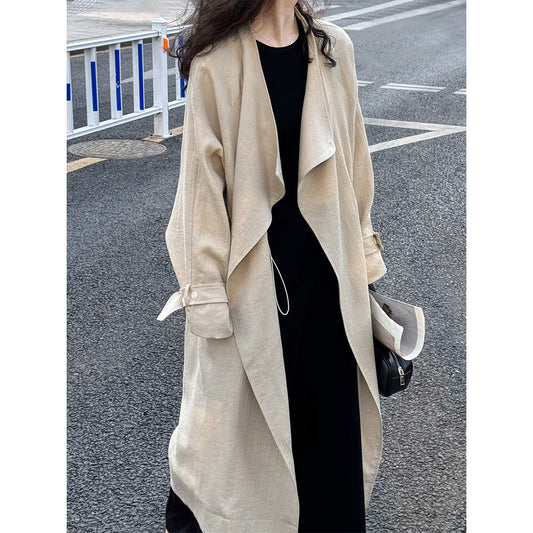 The Faux Linen Trench Coat