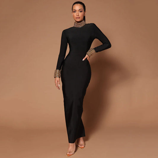 Beaded Party Dress with Slit