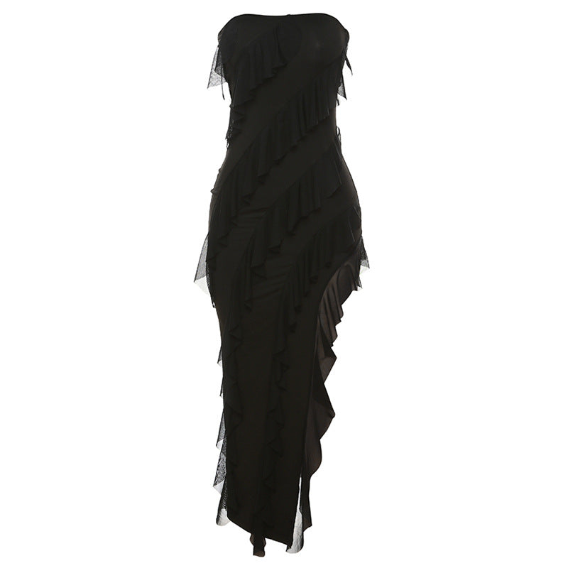 Summer Temptation: Tube Top Backless Slit Tassel Dress for Women