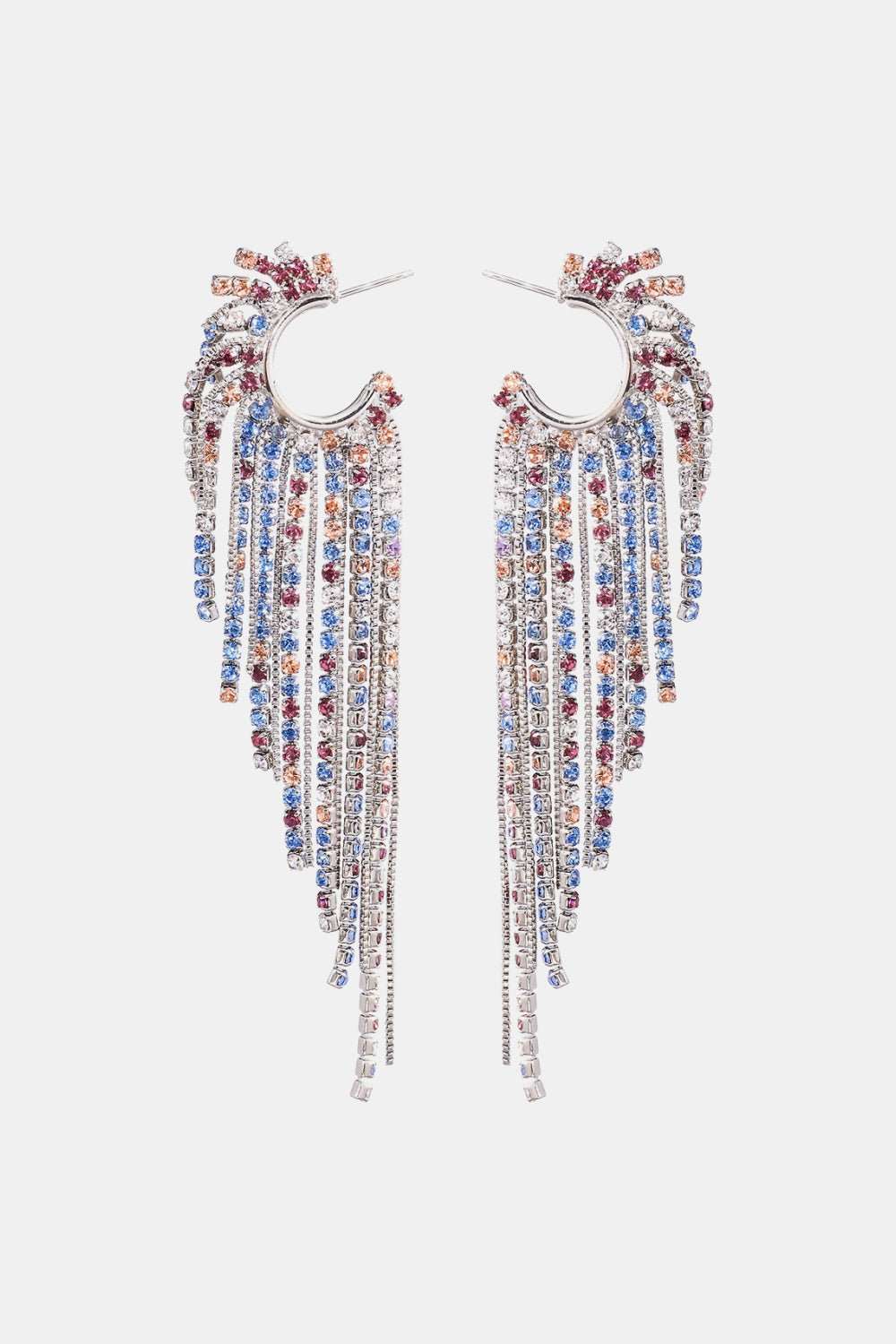 Fringed Rhinestone Zinc Alloy Dangle Earrings - London's Closet Boutique