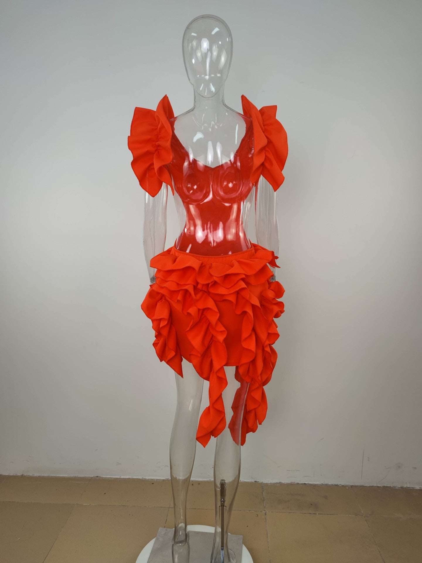 Jonise Pleated Backless Asymmetric Curling Dress - London's Closet Boutique
