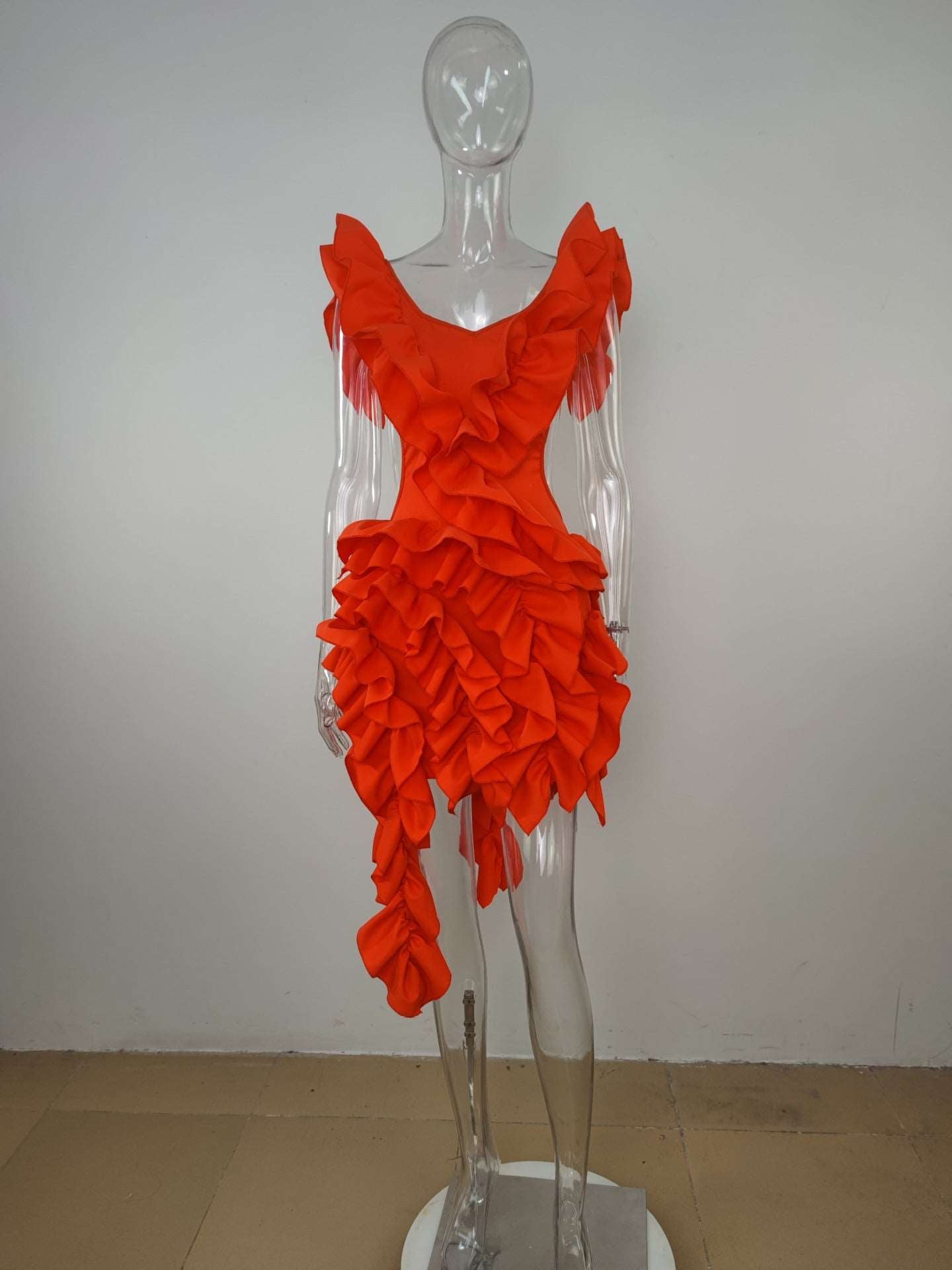 Jonise Pleated Backless Asymmetric Curling Dress - London's Closet Boutique