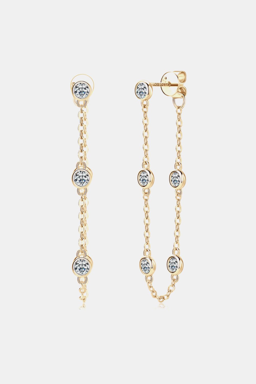 1 Carat Moissanite 925 Sterling Silver Chain Earrings - London's Closet Boutique