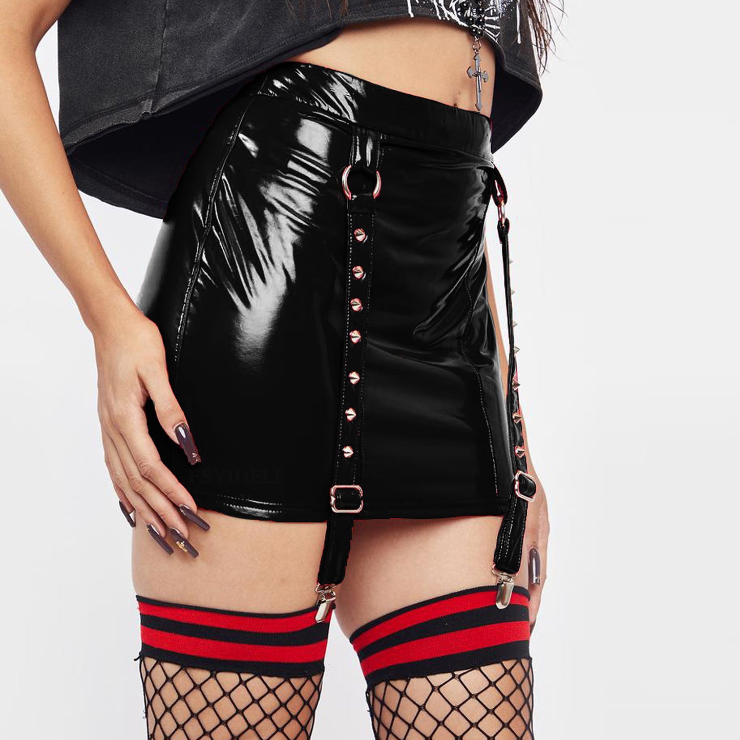 Brigitte's Millennium Faux Leather Street Hip Skirt