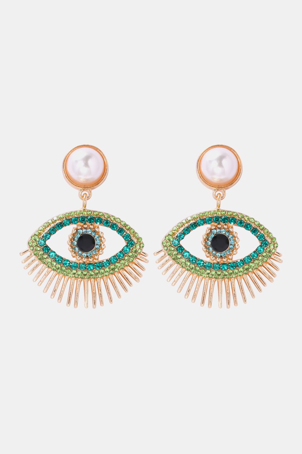 Evil Eye Shape Rhinestone Zinc Alloy Synthetic Dangle Earrings - London's Closet Boutique