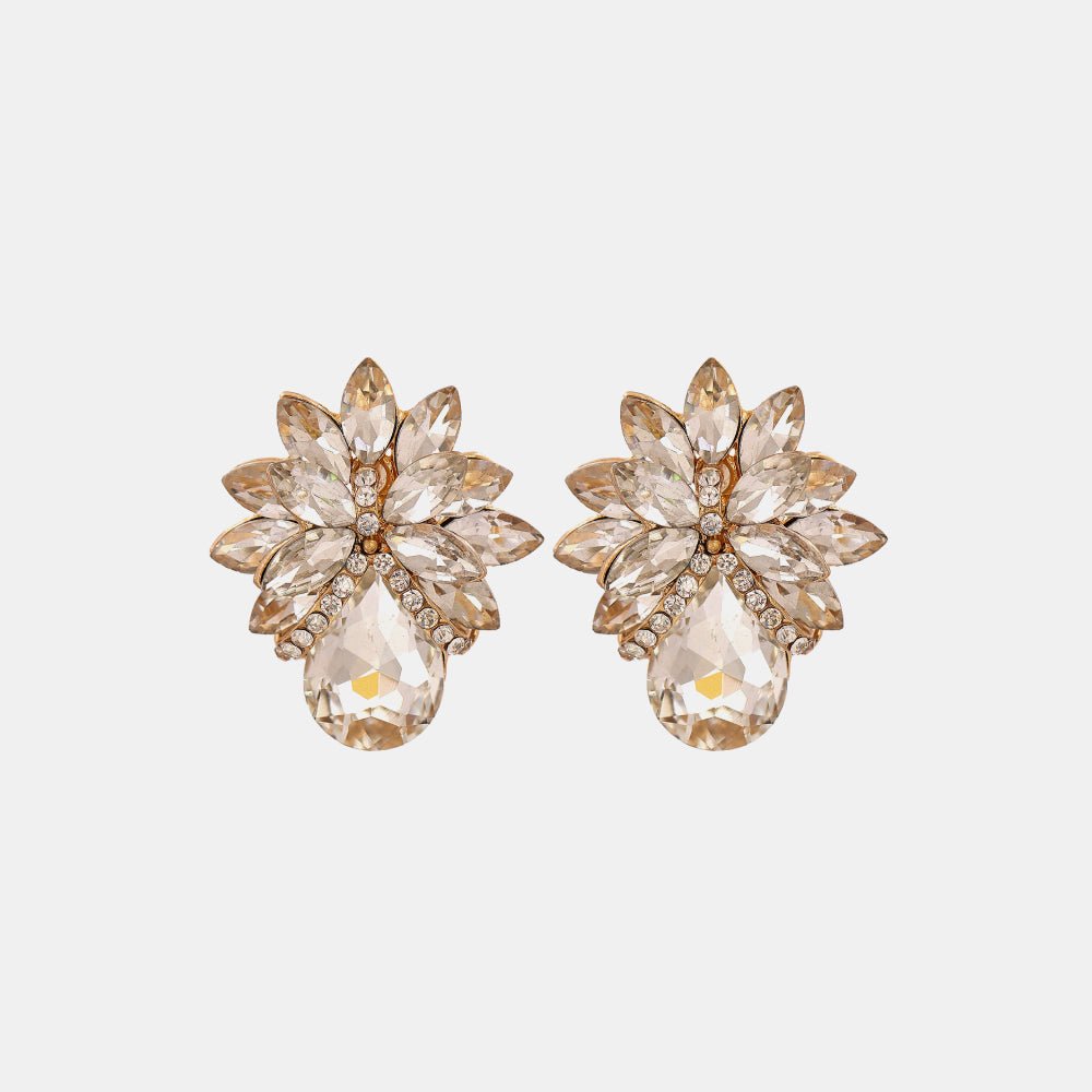 Flower Shape Glass Stone Stud Earrings - London's Closet Boutique