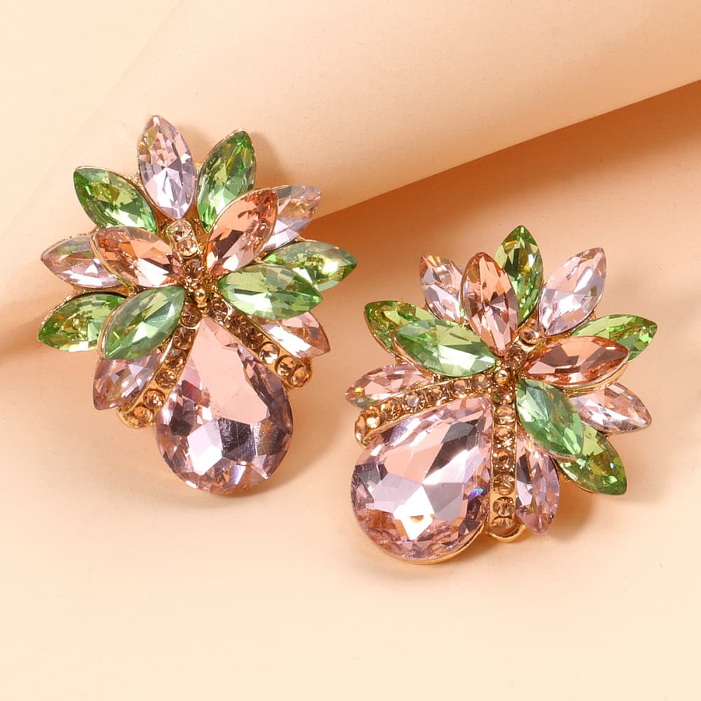 Flower Shape Glass Stone Stud Earrings - London's Closet Boutique