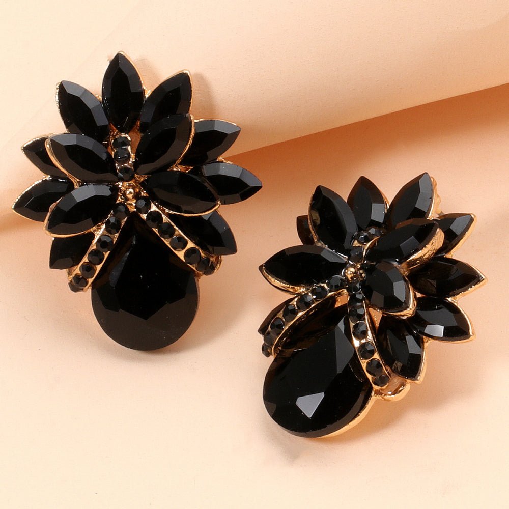 Flower Shape Glass Stone Stud Earrings - London's Closet Boutique