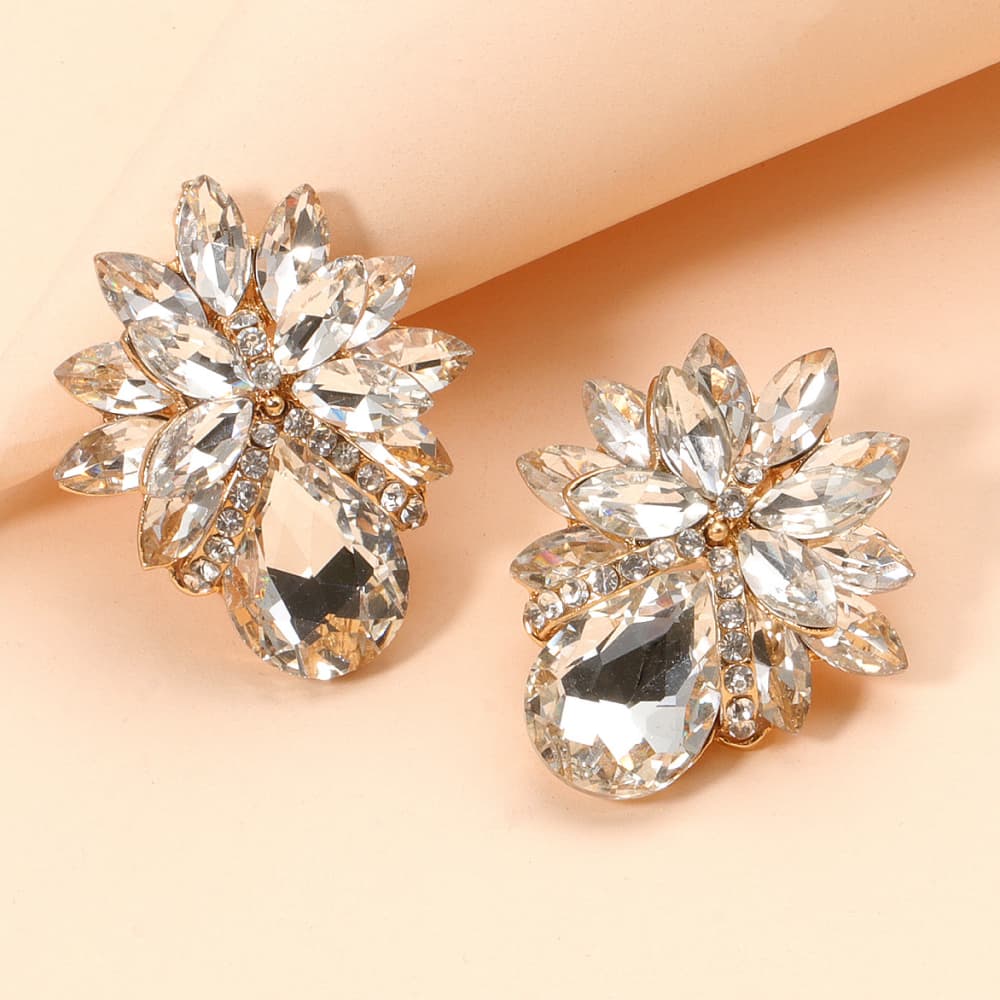 Flower Shape Glass Stone Stud Earrings - London's Closet Boutique