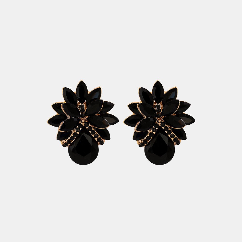 Flower Shape Glass Stone Stud Earrings - London's Closet Boutique