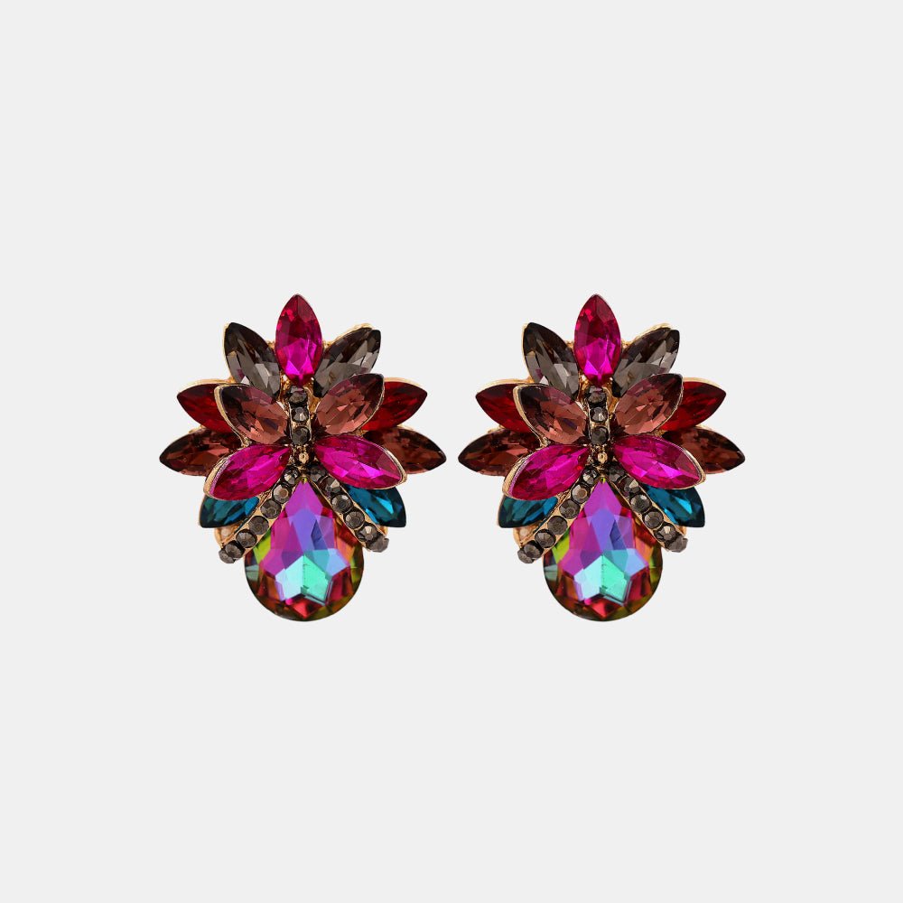 Flower Shape Glass Stone Stud Earrings - London's Closet Boutique