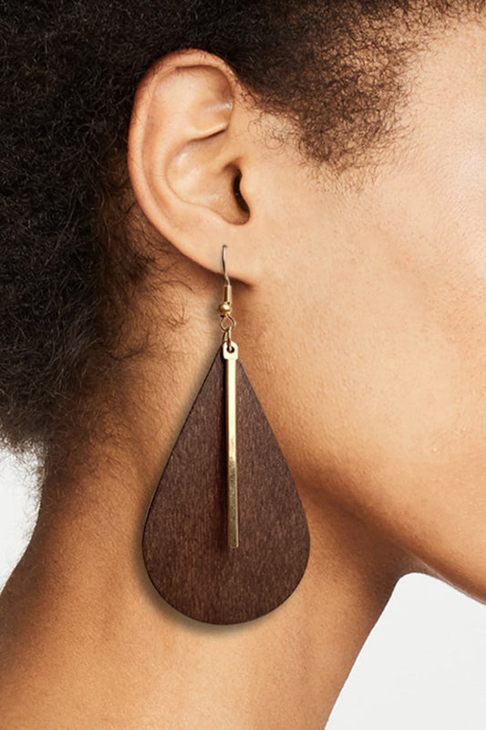 Geometrical Shape Wooden Dangle Earrings - London's Closet Boutique