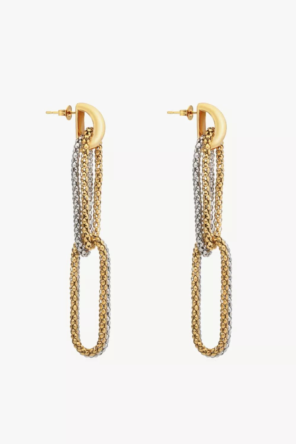 Gold-Plated D-Shaped Drop Earrings - London's Closet Boutique