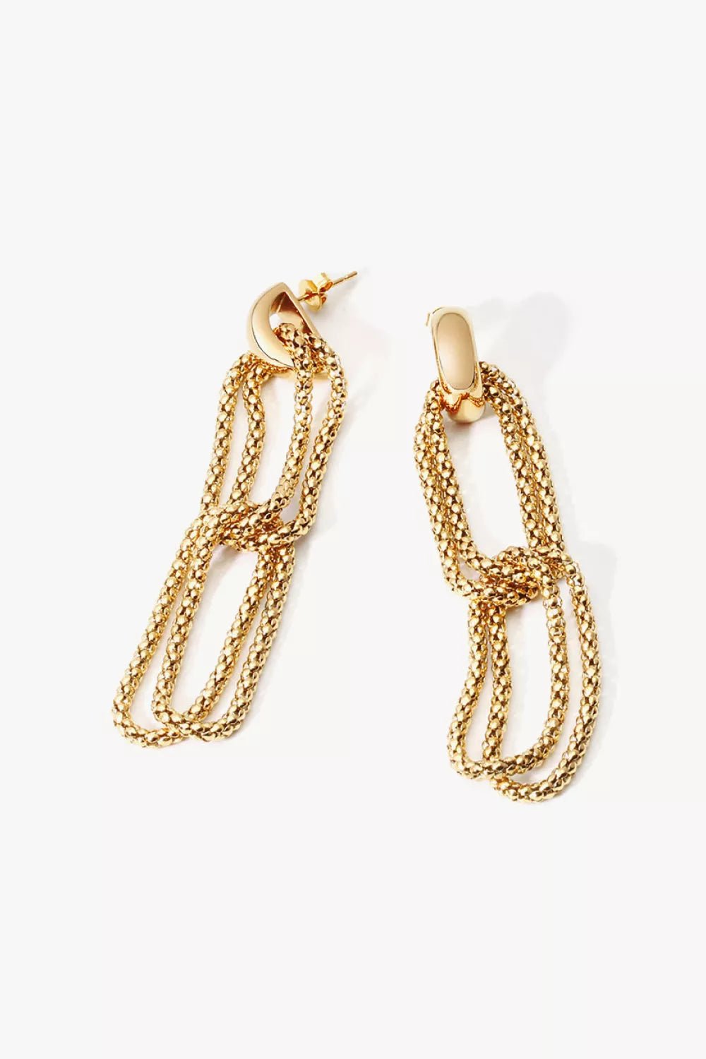 Gold-Plated D-Shaped Drop Earrings - London's Closet Boutique