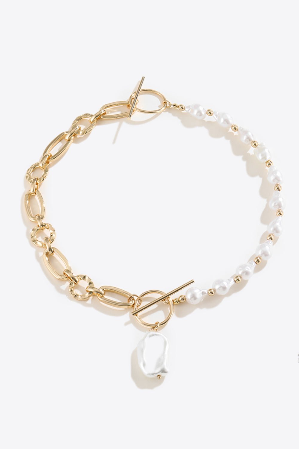 Half Pearl Half Chain Toggle Clasp Necklace - London's Closet Boutique