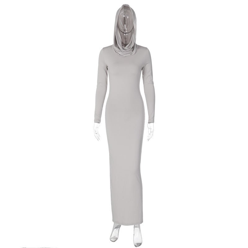 Haniya's Hood Back Split Solid Color Dress - London's Closet Boutique