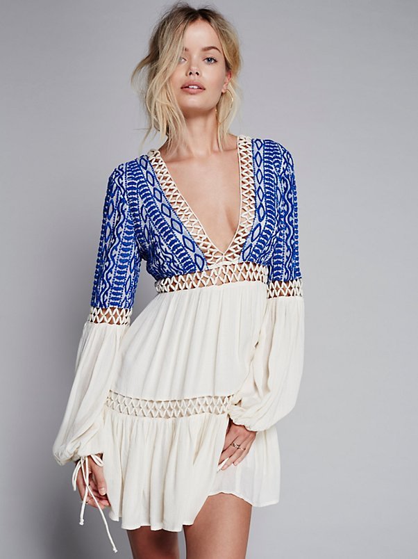 Kristen's Bohemian Embroidered Tracing Dress - London's Closet Boutique