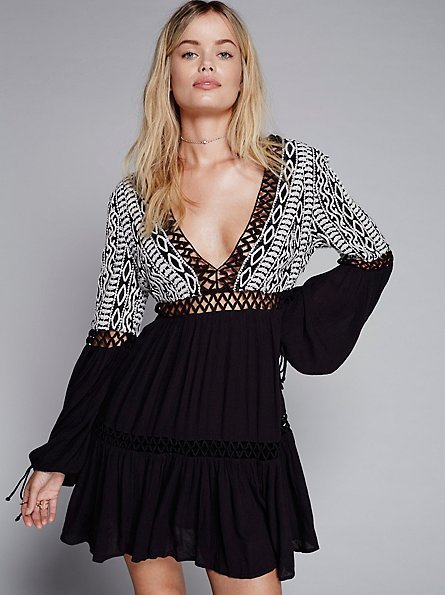 Kristen's Bohemian Embroidered Tracing Dress - London's Closet Boutique