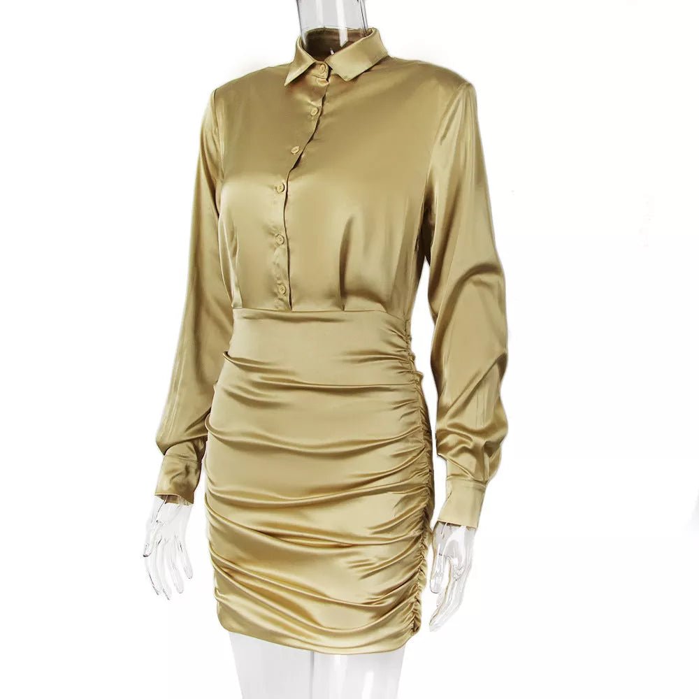 Miss Independent Gold Shirt Dress - London's Closet Boutique