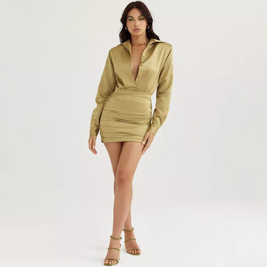 Miss Independent Gold Shirt Dress - London's Closet Boutique